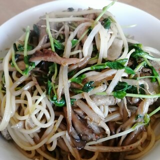 冷蔵庫整理！豆苗ともやしの和風パスタ